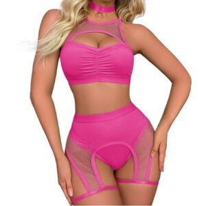 Hot Pink Mesh Rave/Festival Outfit